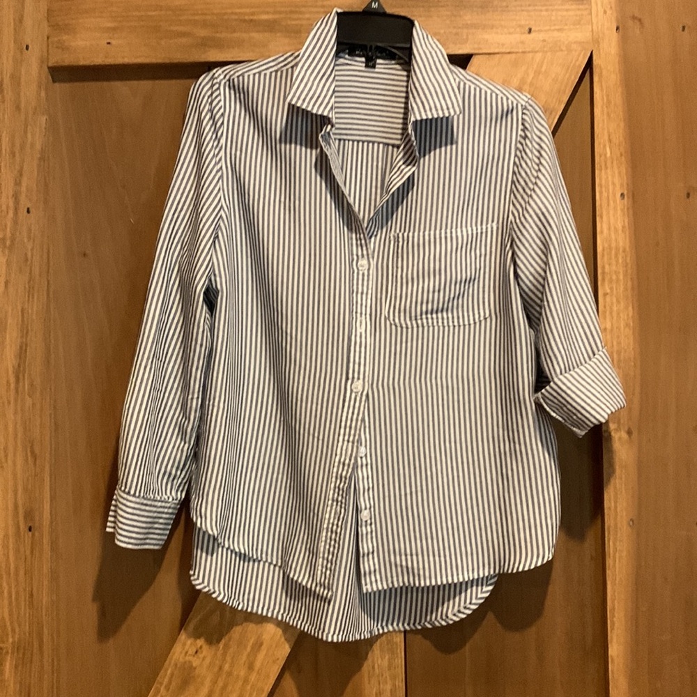 Black and white striped tailored shirt